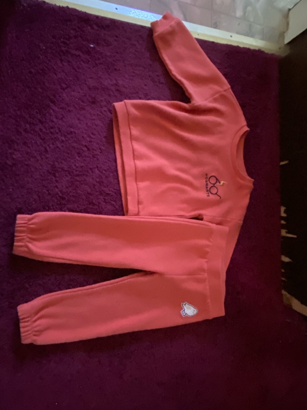 Kids Coral Sweatshirt and Jogger Set with Play Patch